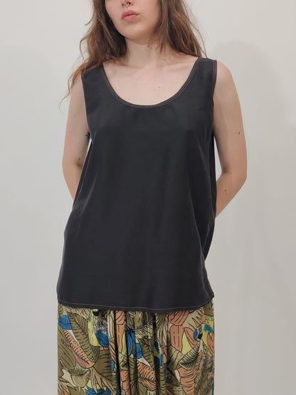 Vintage 100% Silk Top - Black