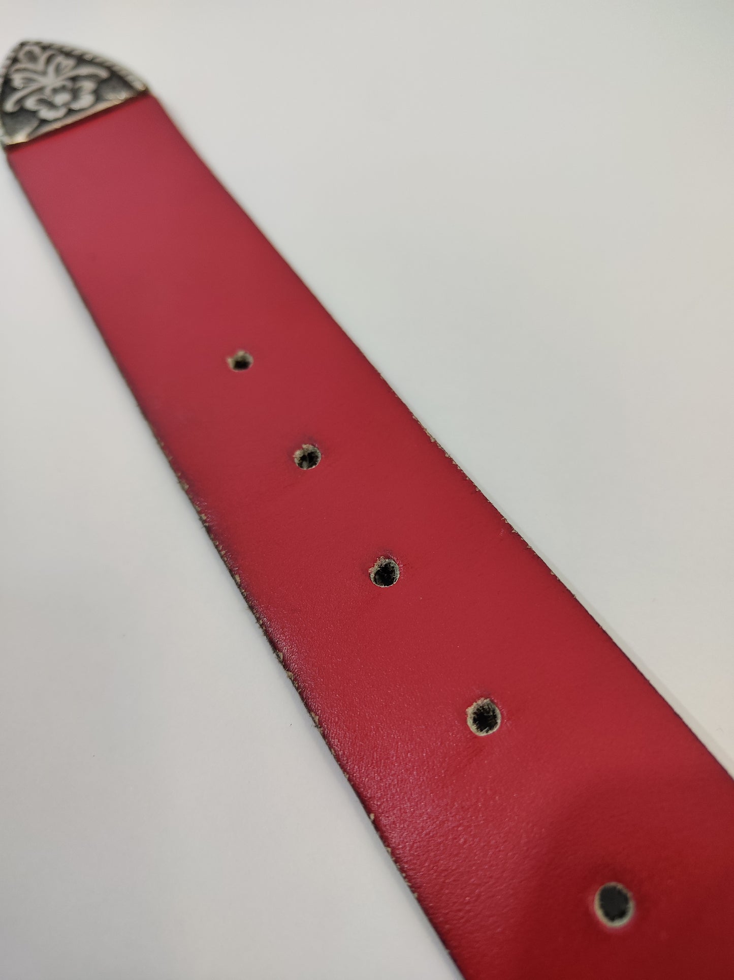 Red Leather Western Belt - Small Defect
