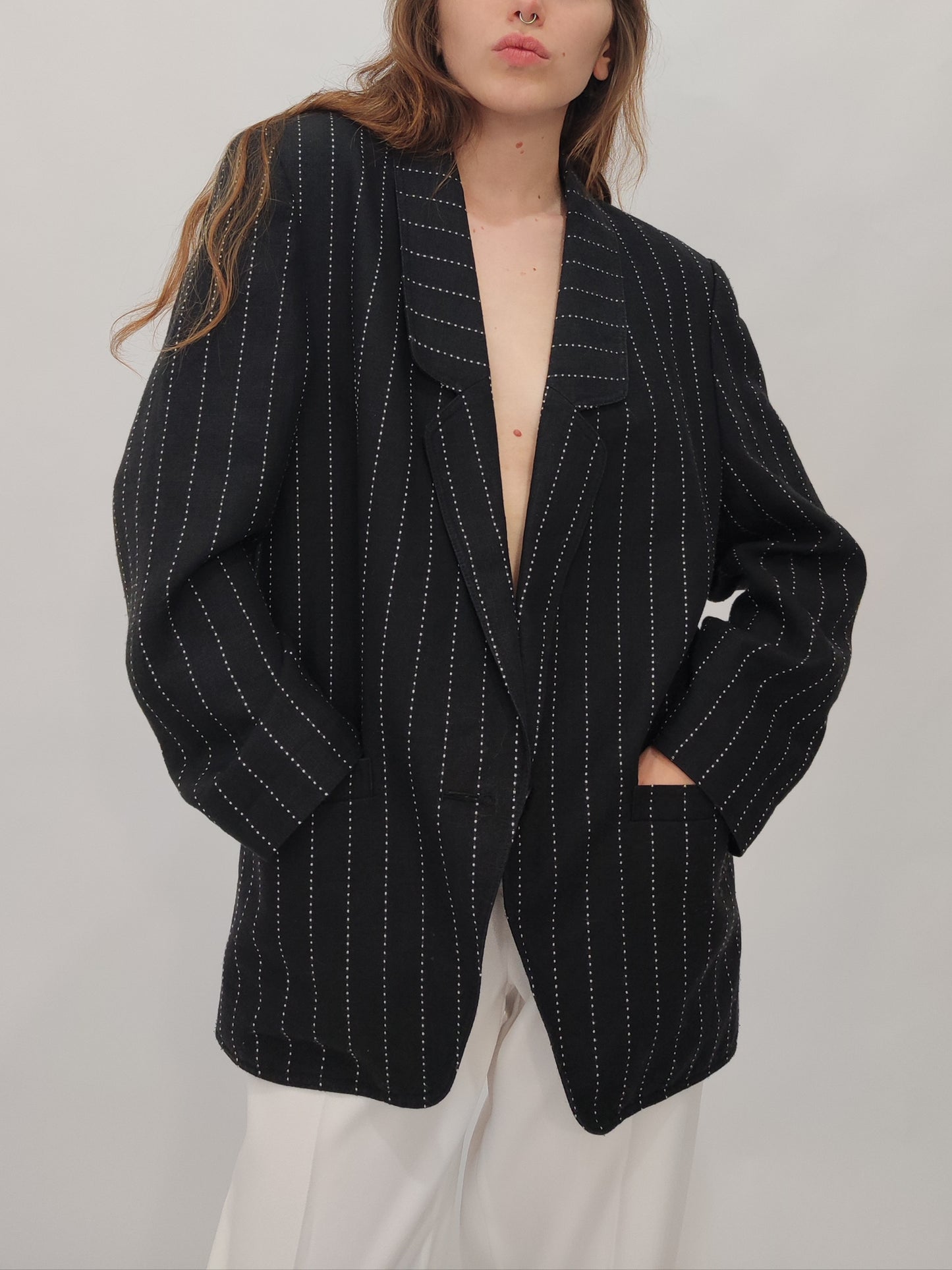 '90s Pinstripe Oversized Blazer