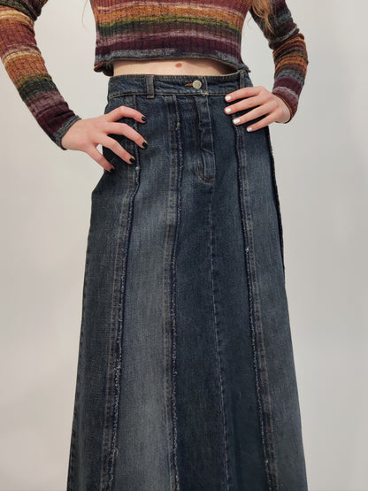 Roccobarocco Vintage Long Denim Skirt