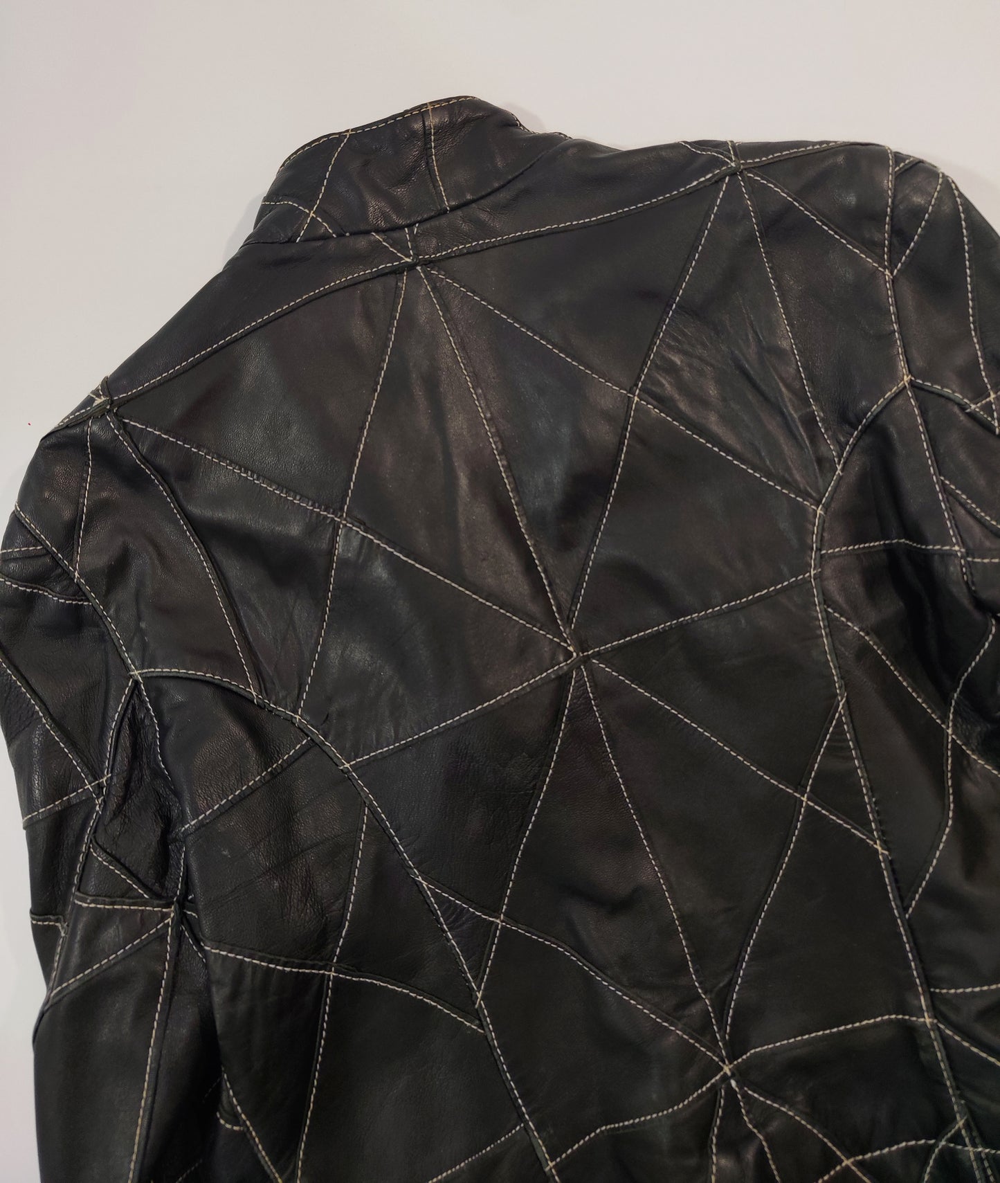 Early '90s Contrast Stitching Leather Jacket - GC