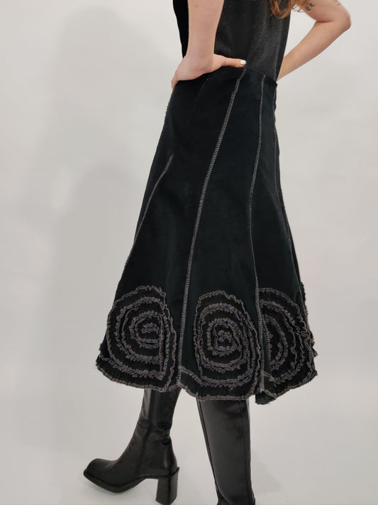 Y2K Velour Midi Skirt