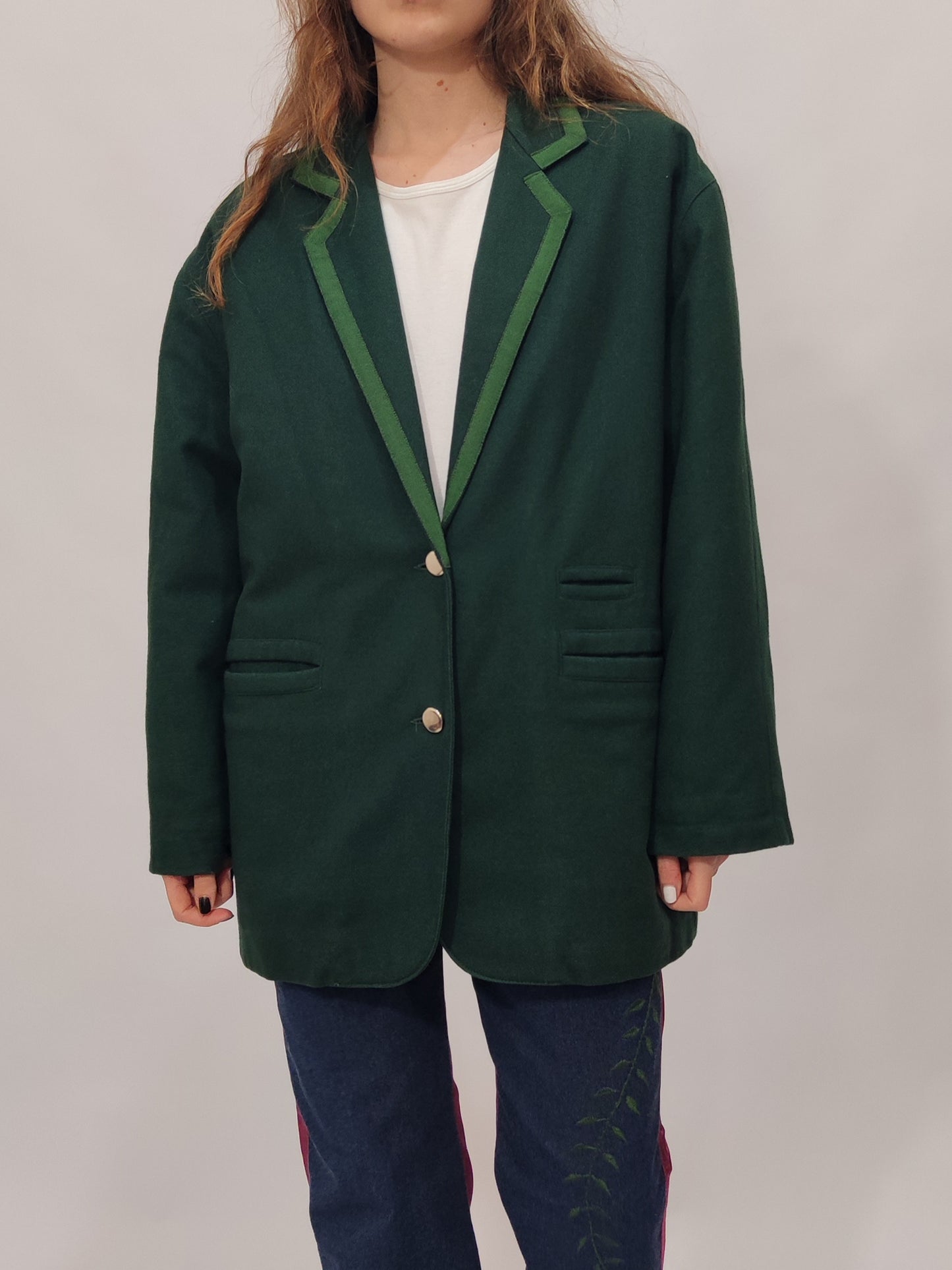 Green Wool Quilted Blazer