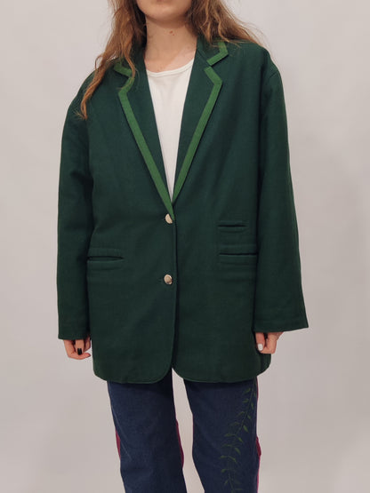 Green Wool Quilted Blazer