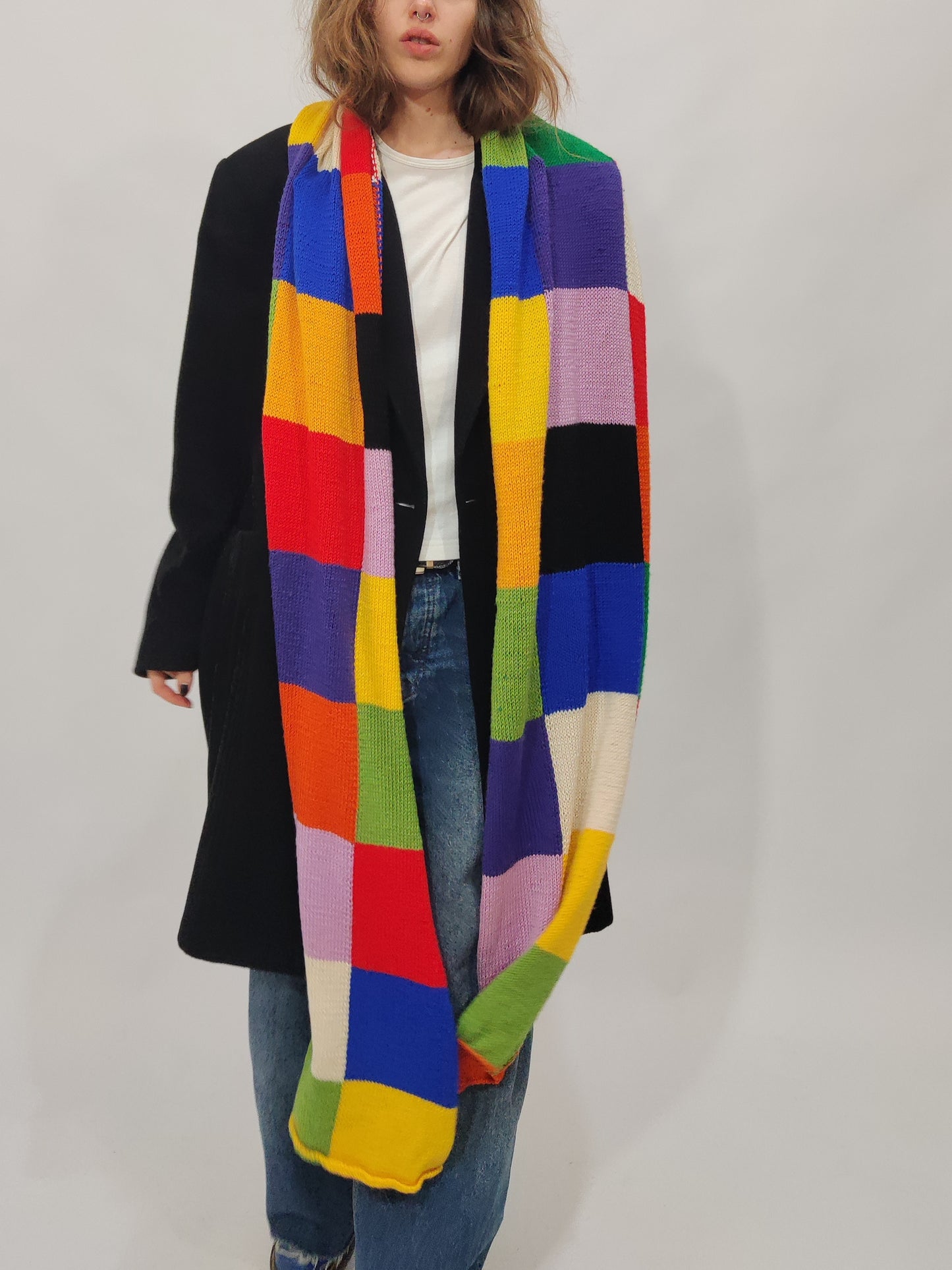 Late '70s Color Block Long Scarf