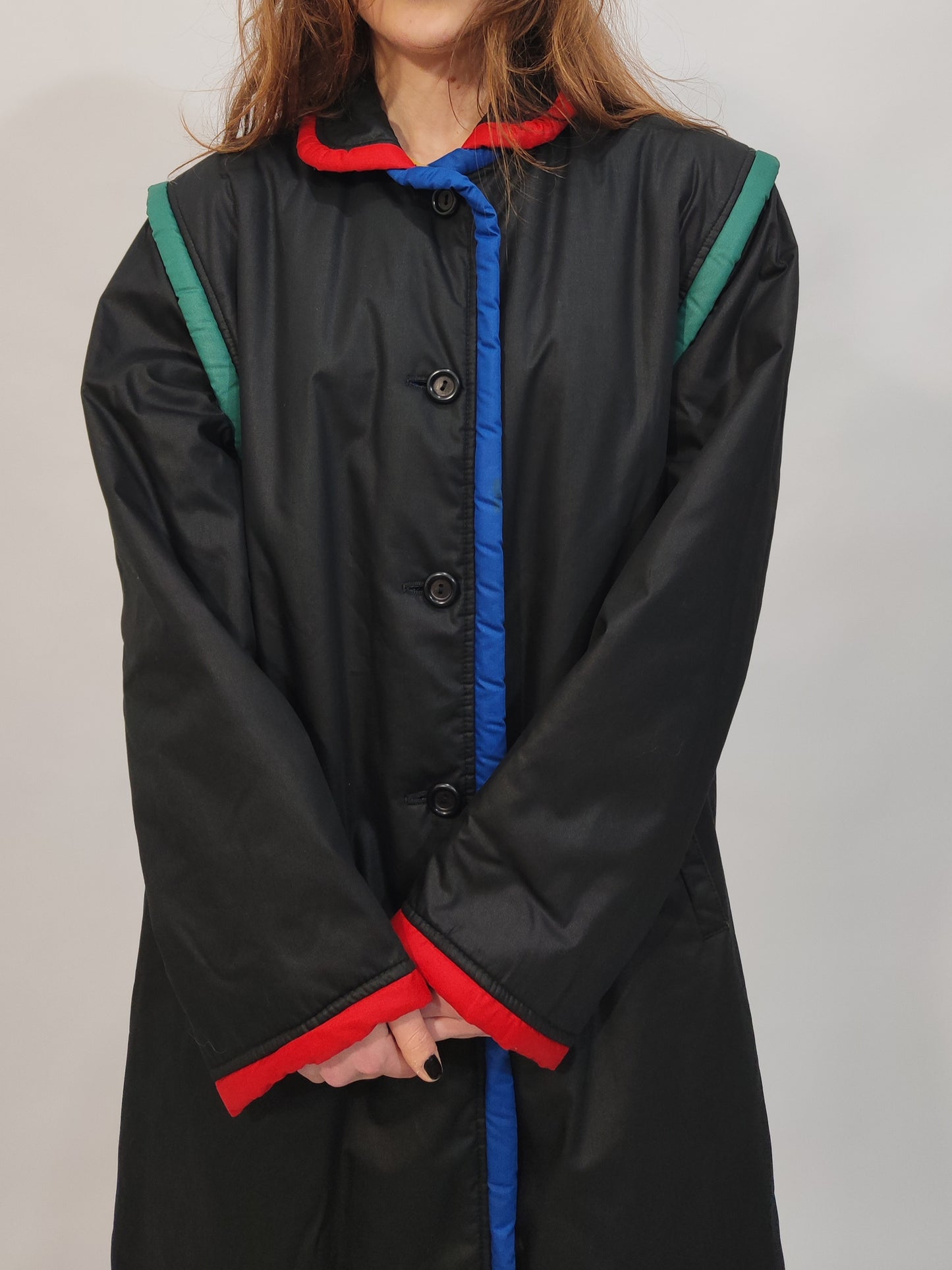 '80s Vintage Color Block Trench Coat