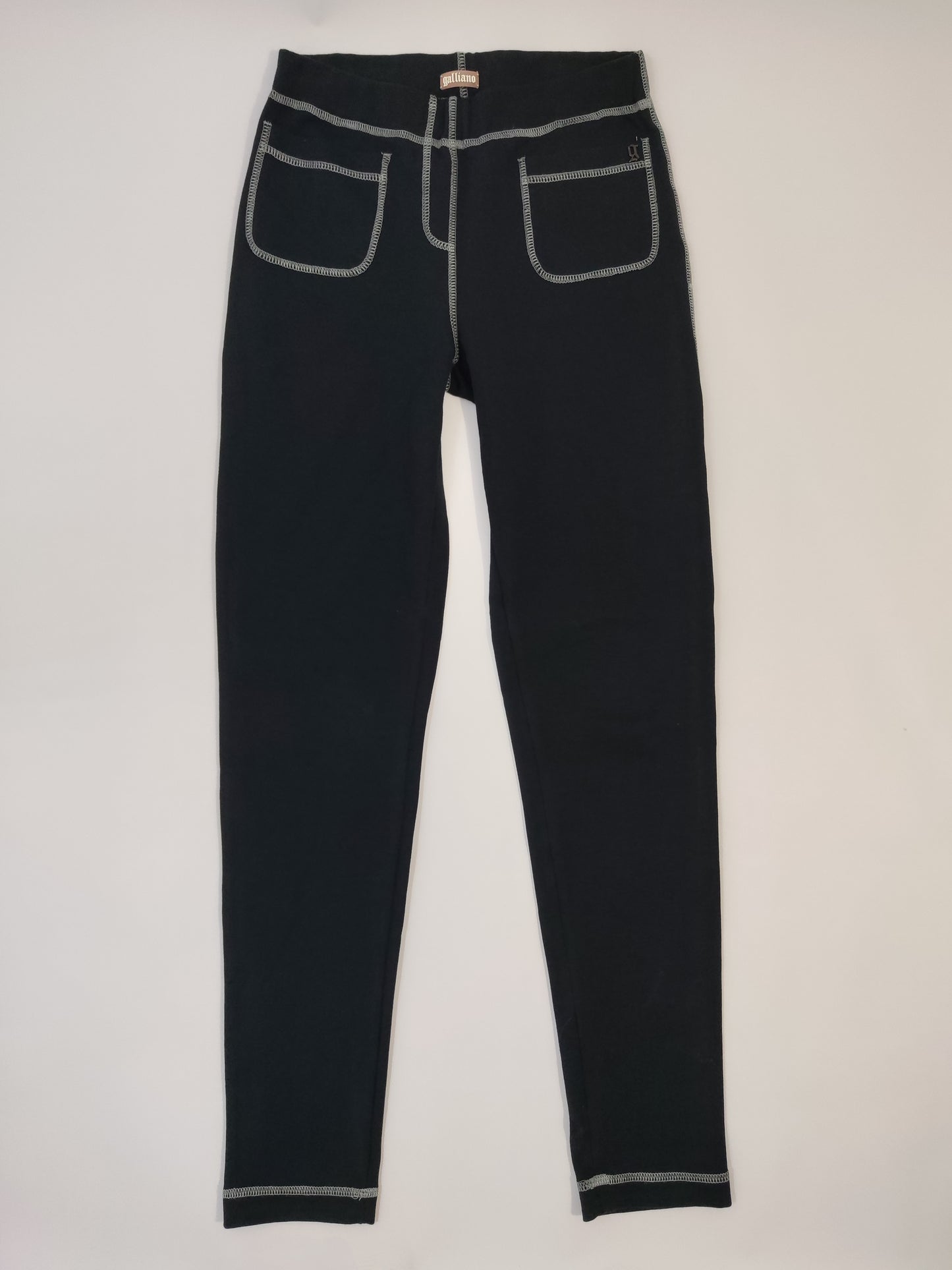 John Galliano Contrast Stitching Black Pants