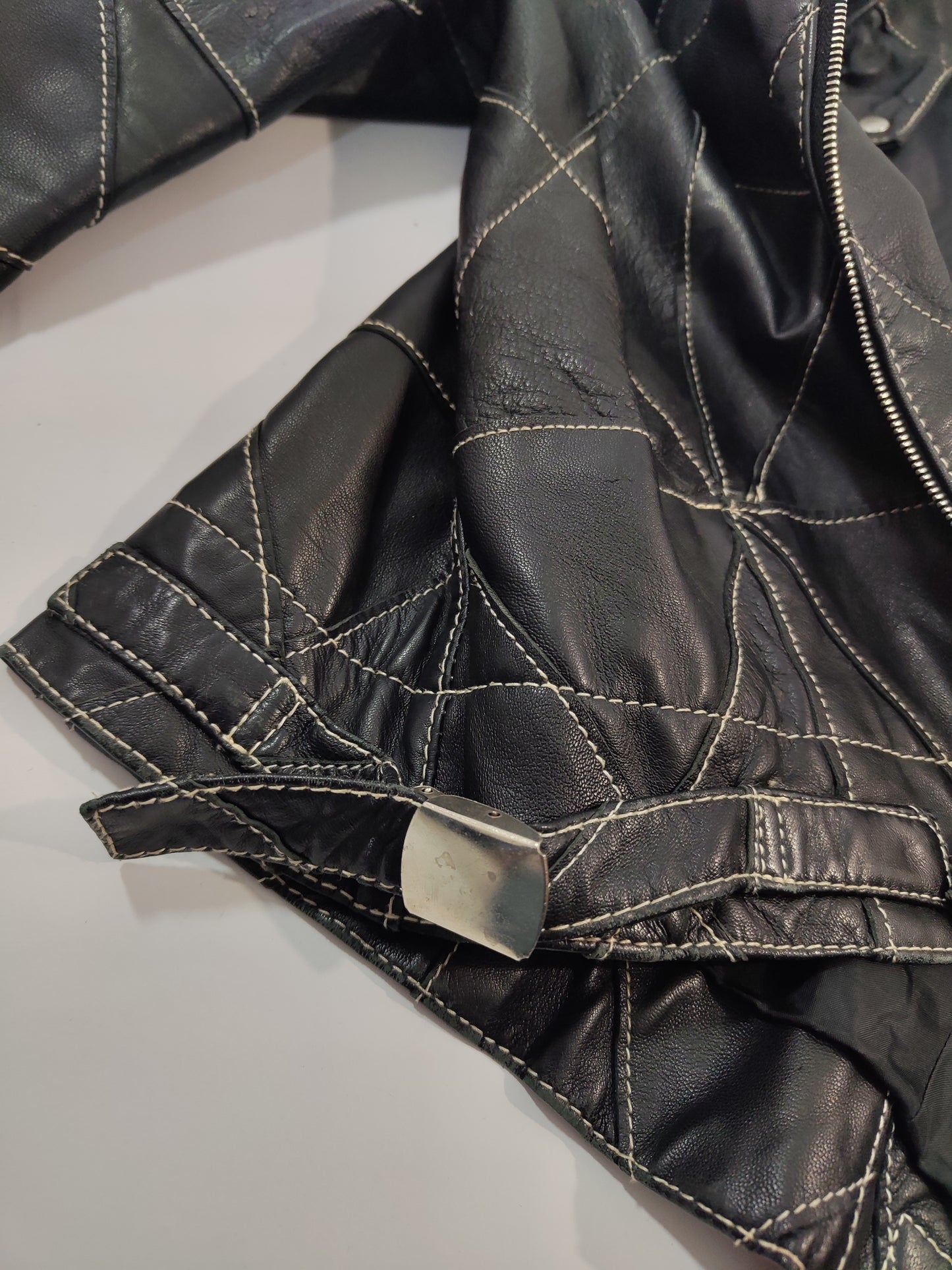 Early '90s Contrast Stitching Leather Jacket - GC