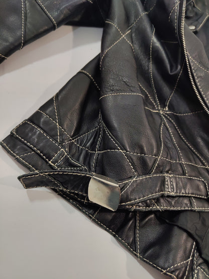 Early '90s Contrast Stitching Leather Jacket - GC