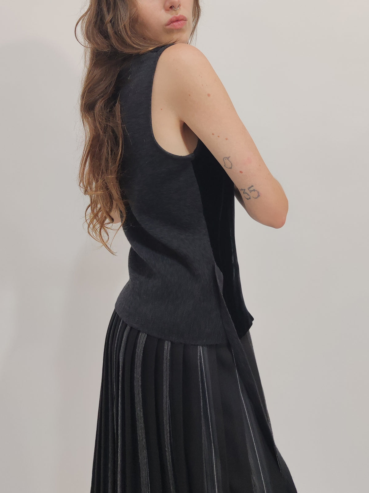 Wool And Velour Turtleneck Top