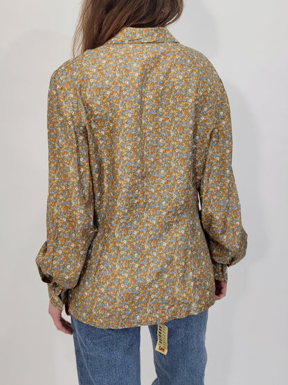 '80s Vintage Silk Floral Shirt