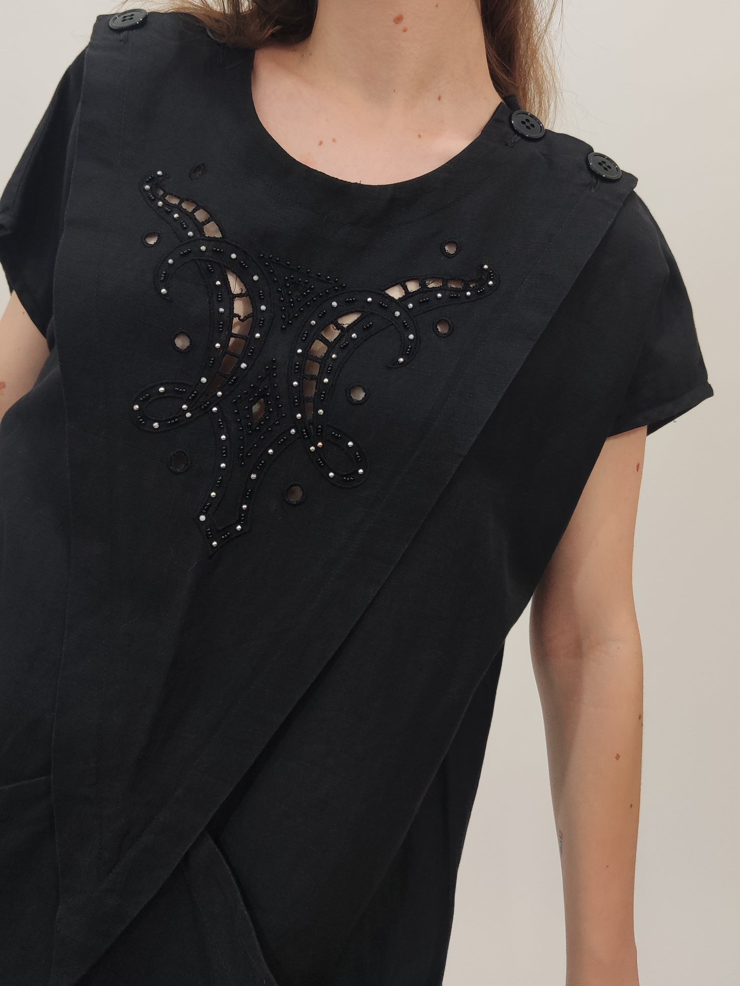 Geometric Panel Oversized Dress, Linen and Cotton