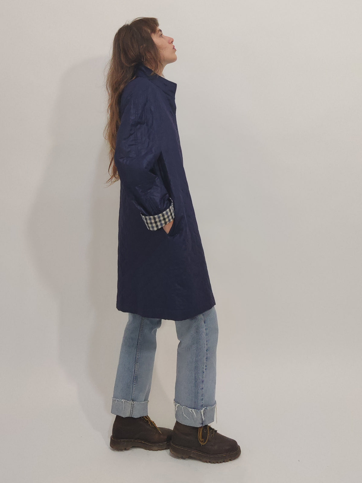 Vintage Navy Matelassé Trench