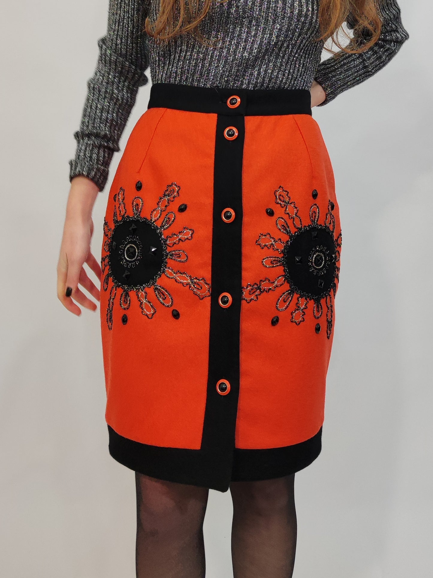 Vintage Wool Embroidered Skirt