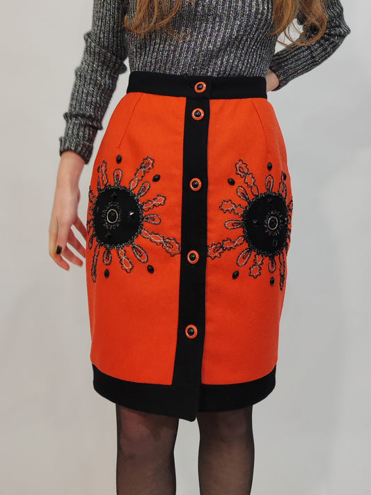 Vintage Wool Embroidered Skirt