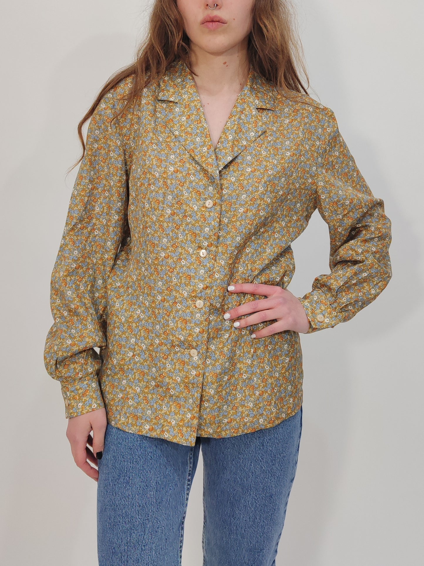 '80s Vintage Silk Floral Shirt