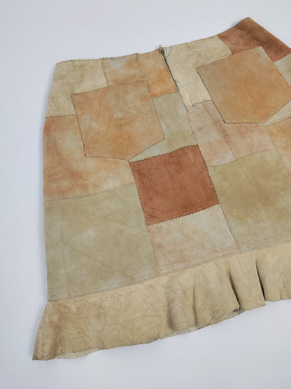 Y2K Suede Embroidered Skirt
