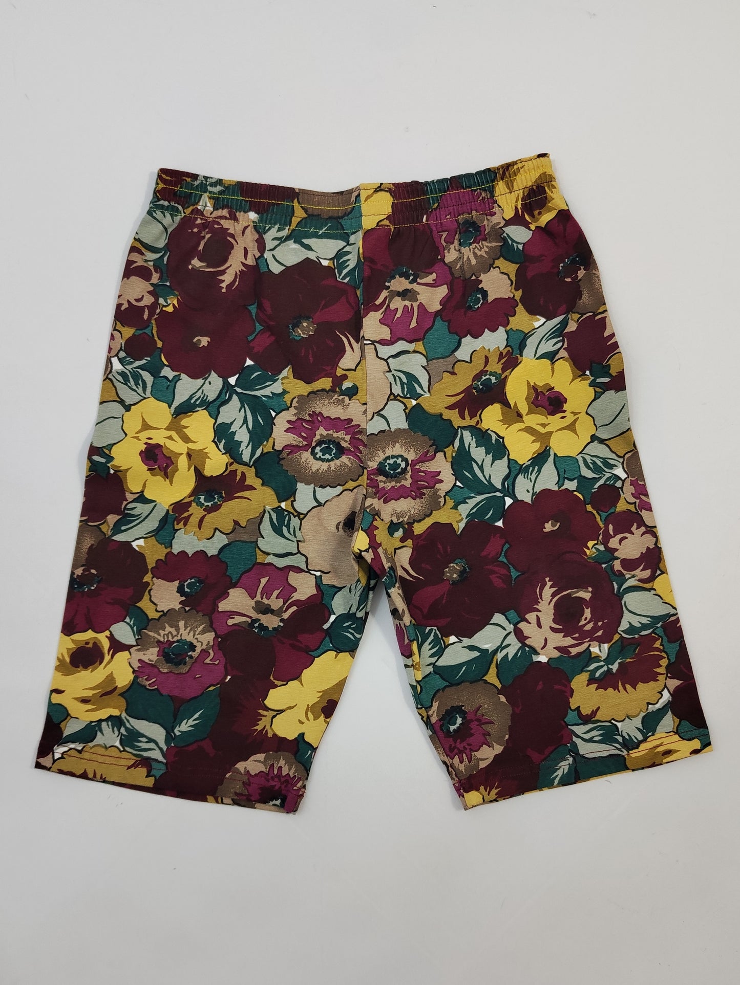 Vintage Biker Shorts - Floral Burgundy