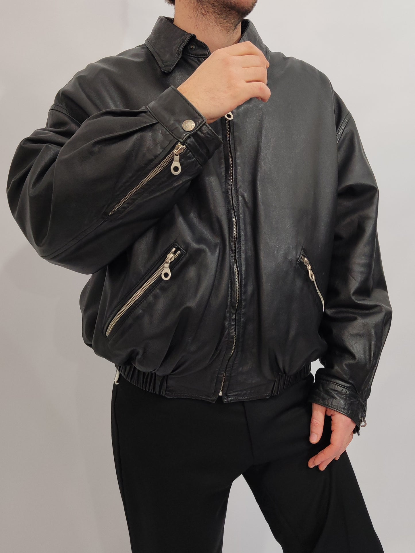 ARCHIVE - 1995 Iceberg Leather Bomber - Tom & Jerry Reflective Patch
