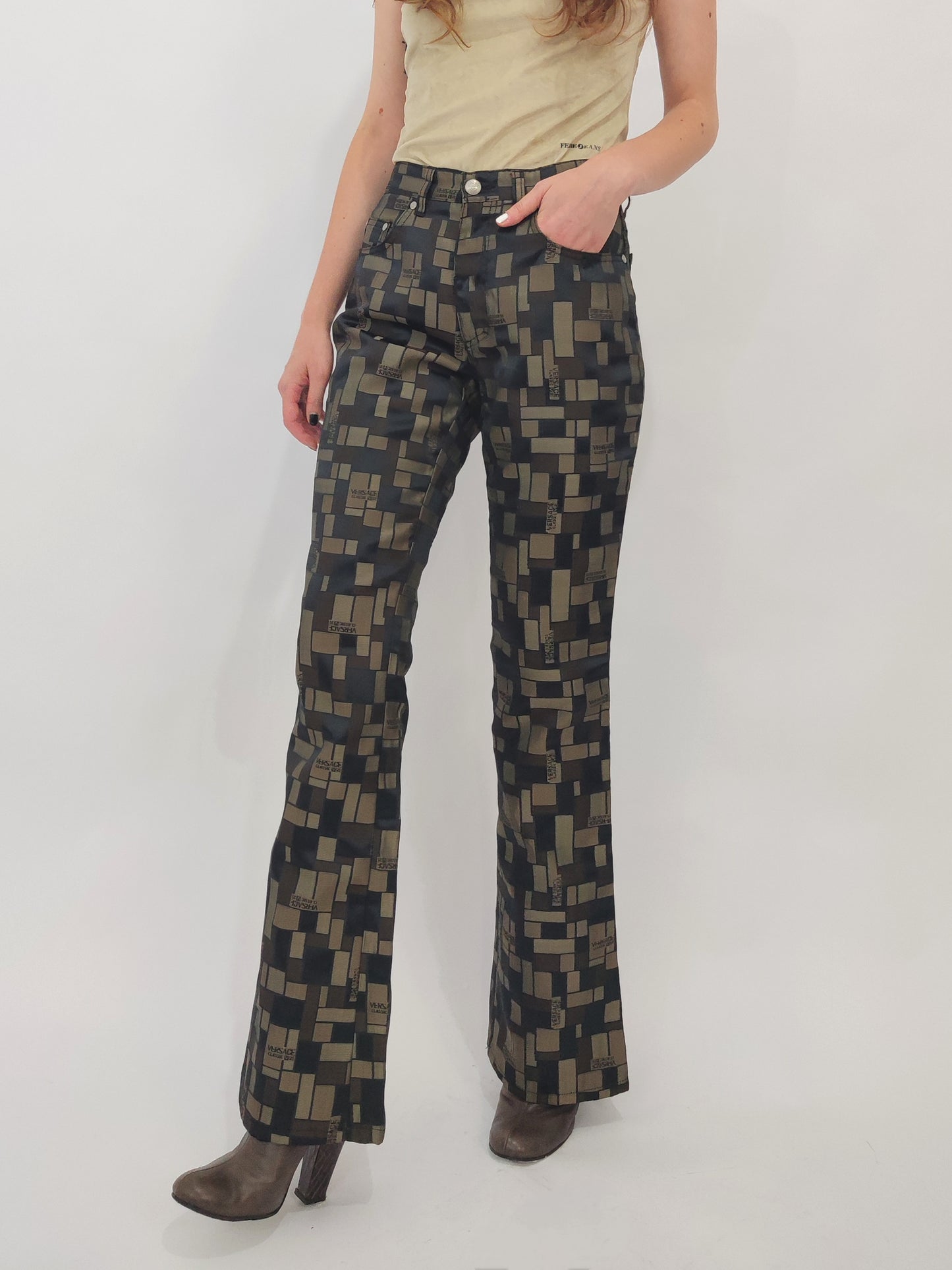 Gianni Versace V2 Vintage Nylon Trousers - Brown