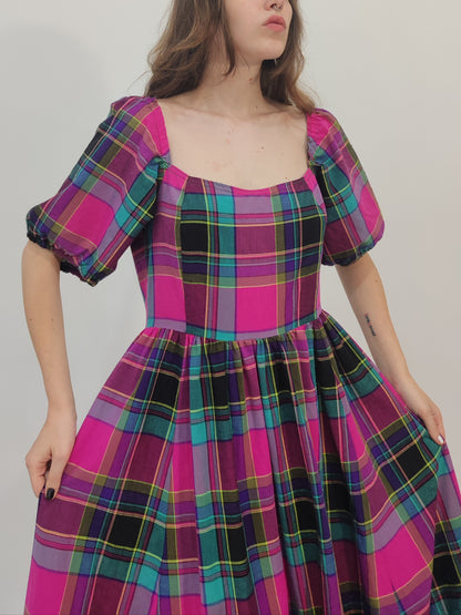 '80s Vintage Tailored Checkered Dress