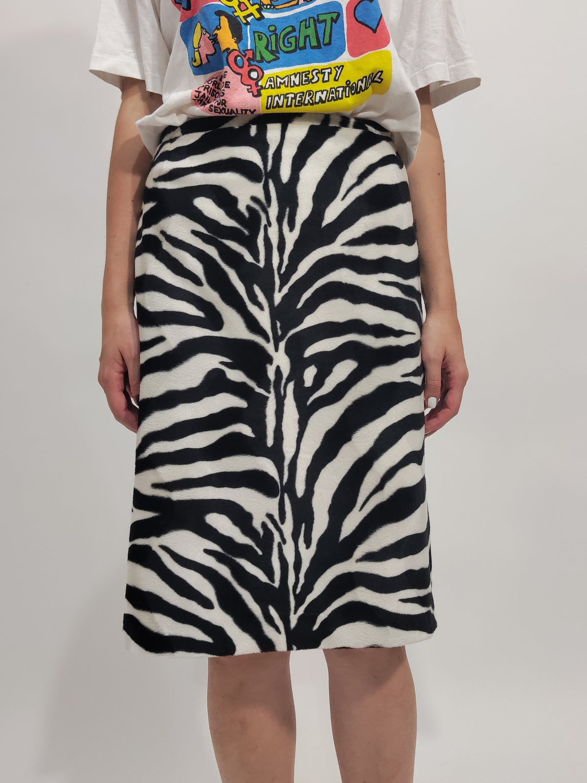 ‘90s Zebra Velour Skirt