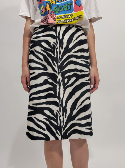 ‘90s Zebra Velour Skirt