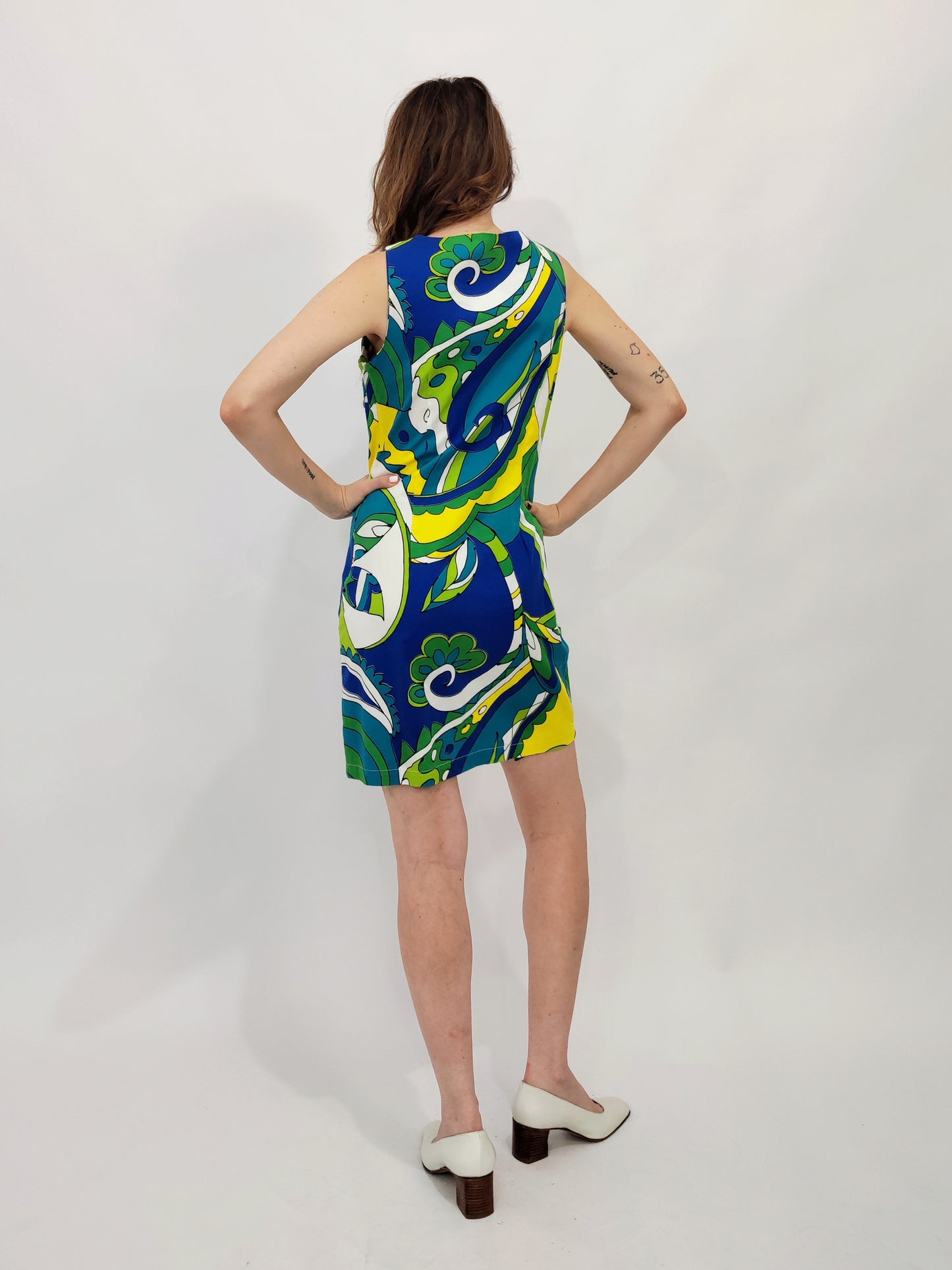 Vintage Abstract Print Dress