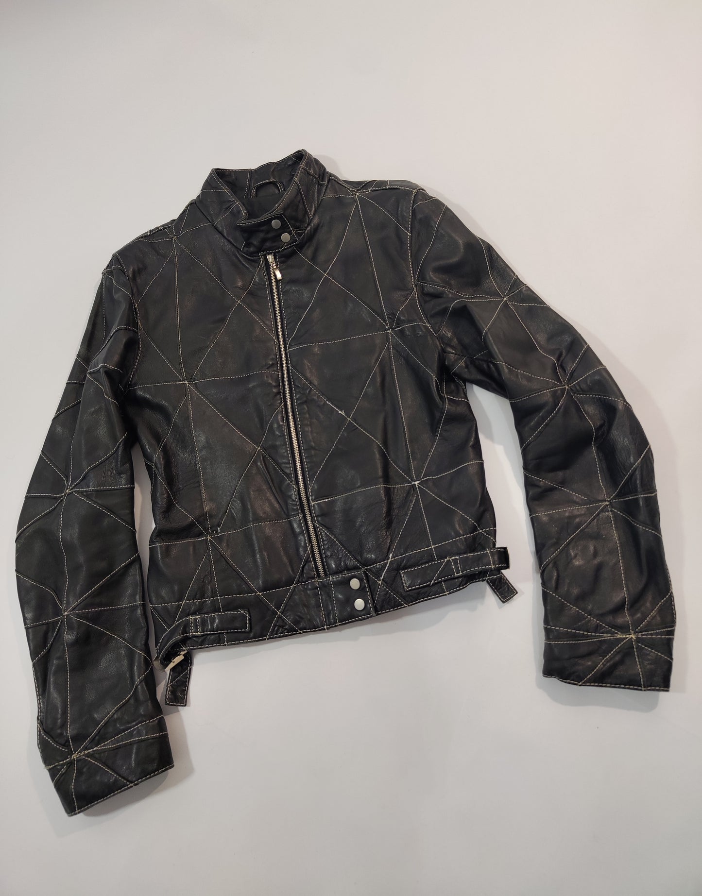 Early '90s Contrast Stitching Leather Jacket - GC