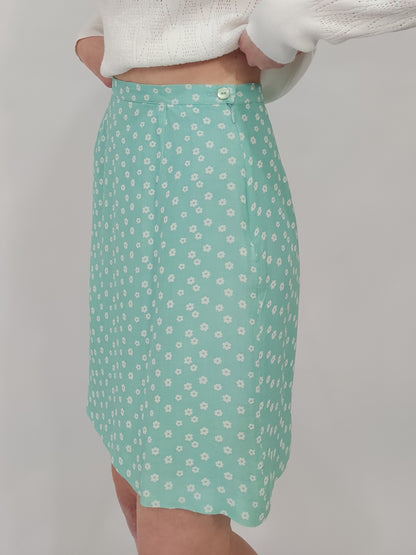 Vintage Mint Floral Skirt