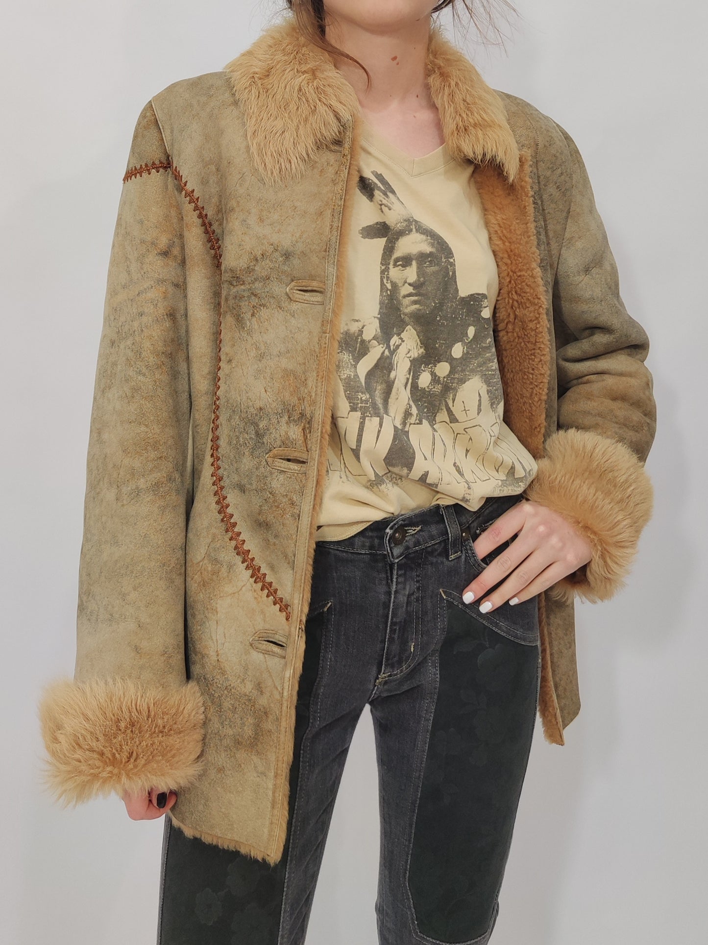 '90s Boho Shearling Coat