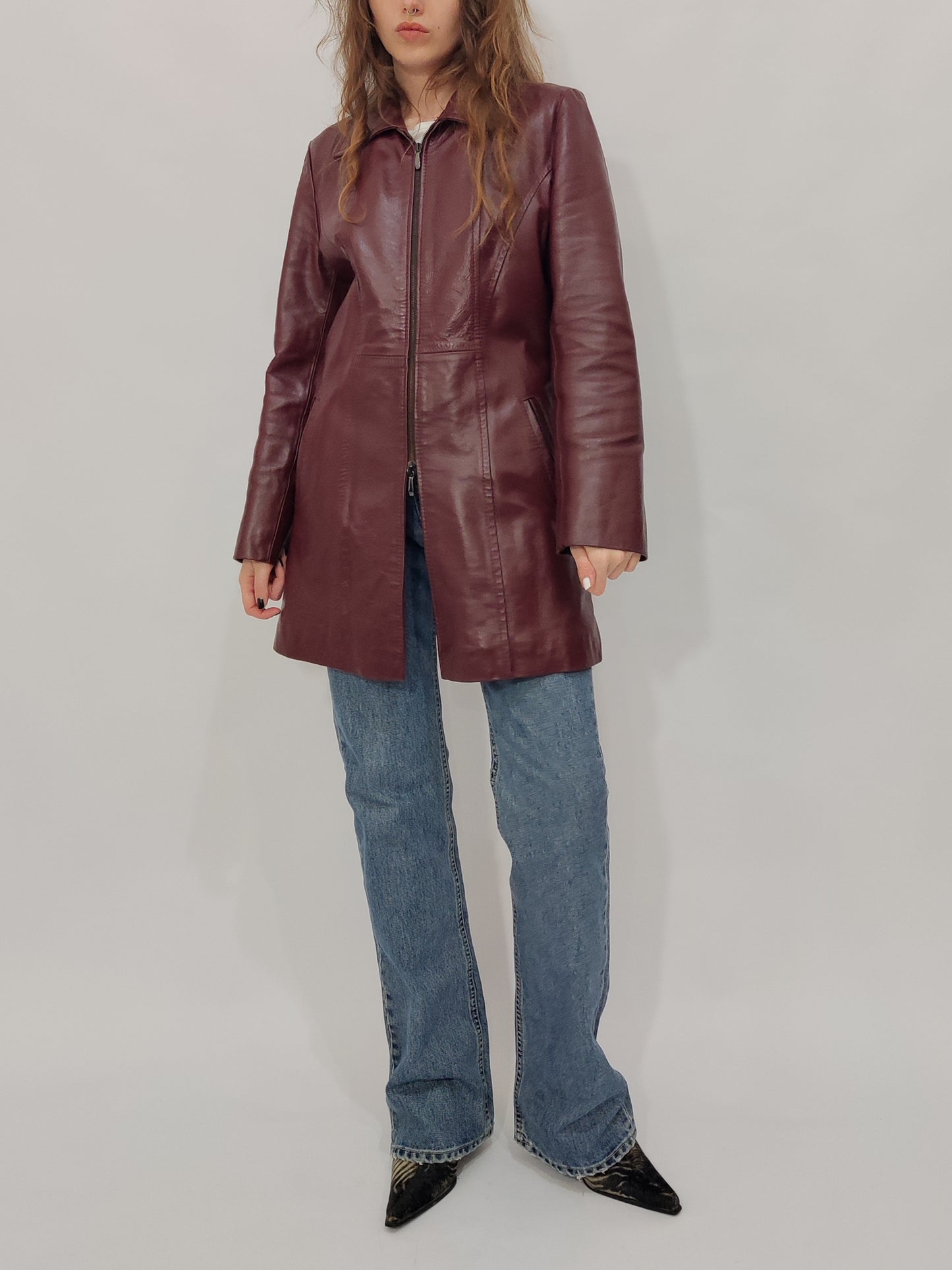 Burgundy Leather Coat