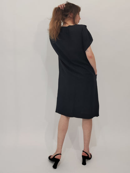 Geometric Panel Oversized Dress, Linen and Cotton