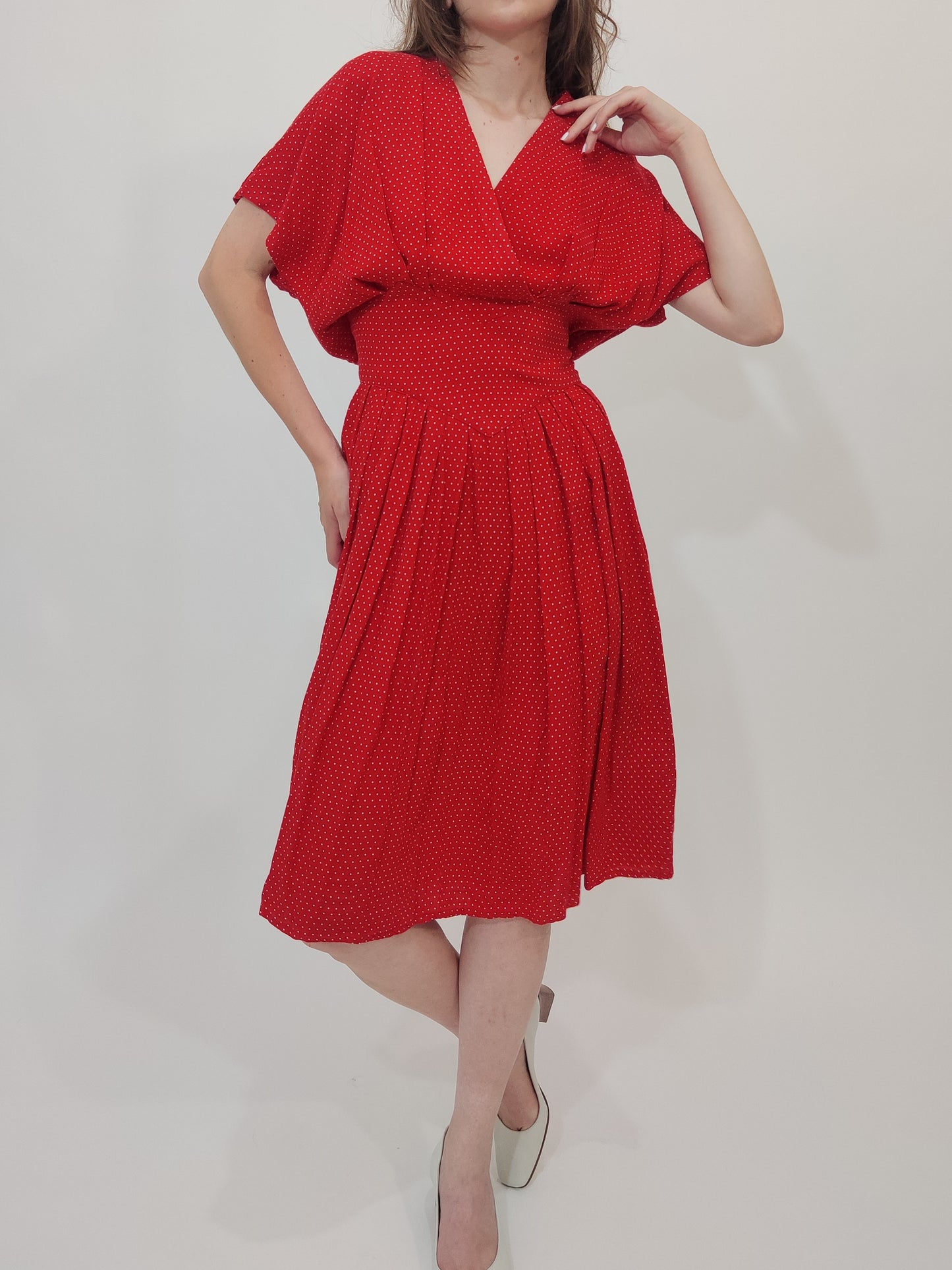 ‘80s Vintage Polka Dot Dress - M/L - Small Def.