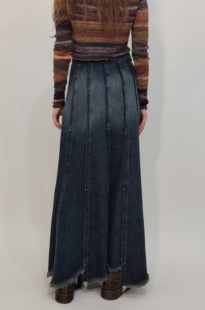 Roccobarocco Vintage Long Denim Skirt