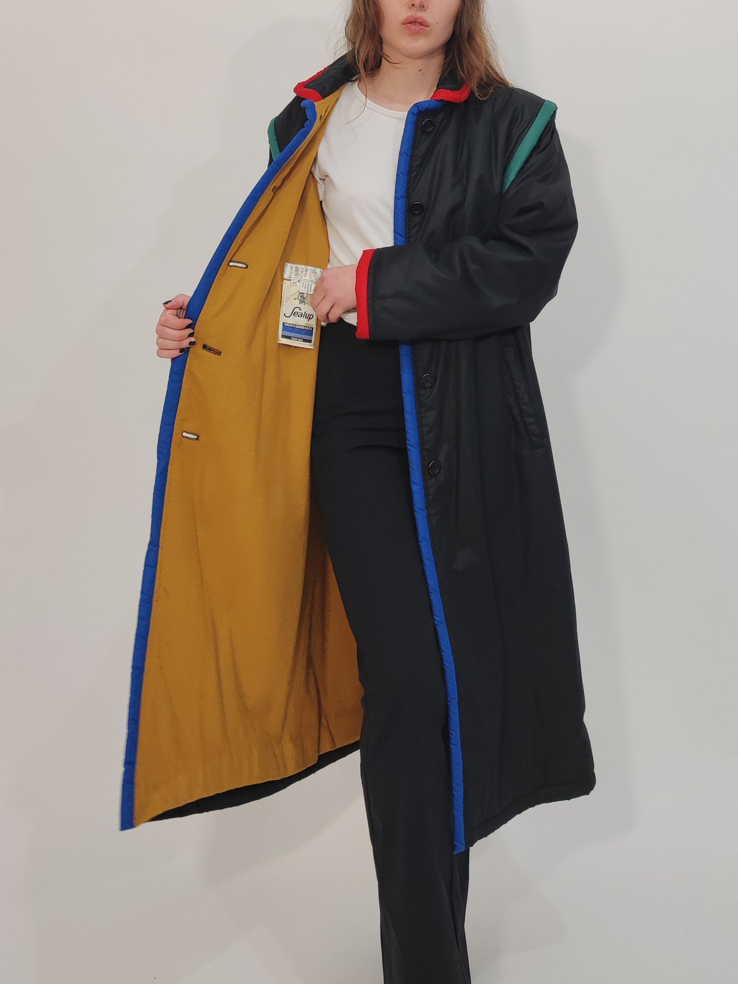 '80s Vintage Color Block Trench Coat