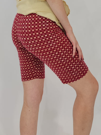 Vintage Biker Shorts - Burgundy Cream