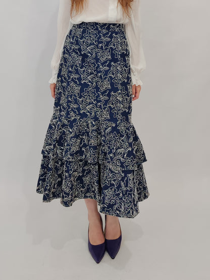 Fortuna Denim Embroidered Skirt
