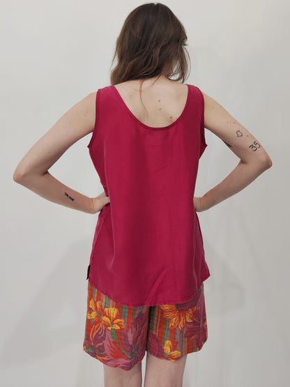 Vintage 100% Silk Top - Red