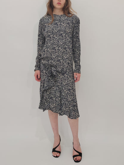 '80s Liz Clairborne Drop Waist Abstract Print Dress - DEF.