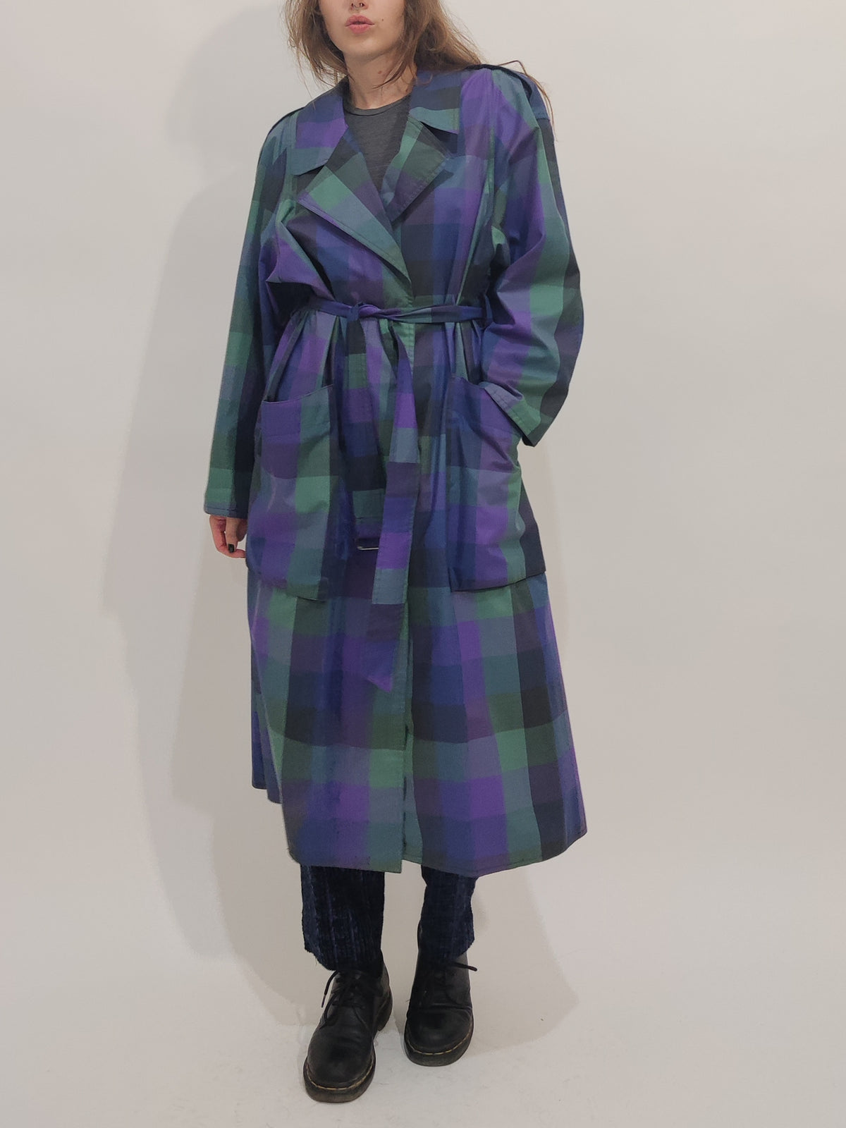 Made in Korea Vintage Checkered Trench