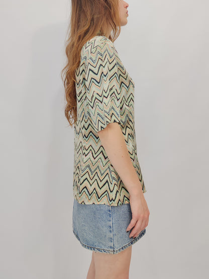 100% Pure Silk Vintage Shirt - Pastel Tones