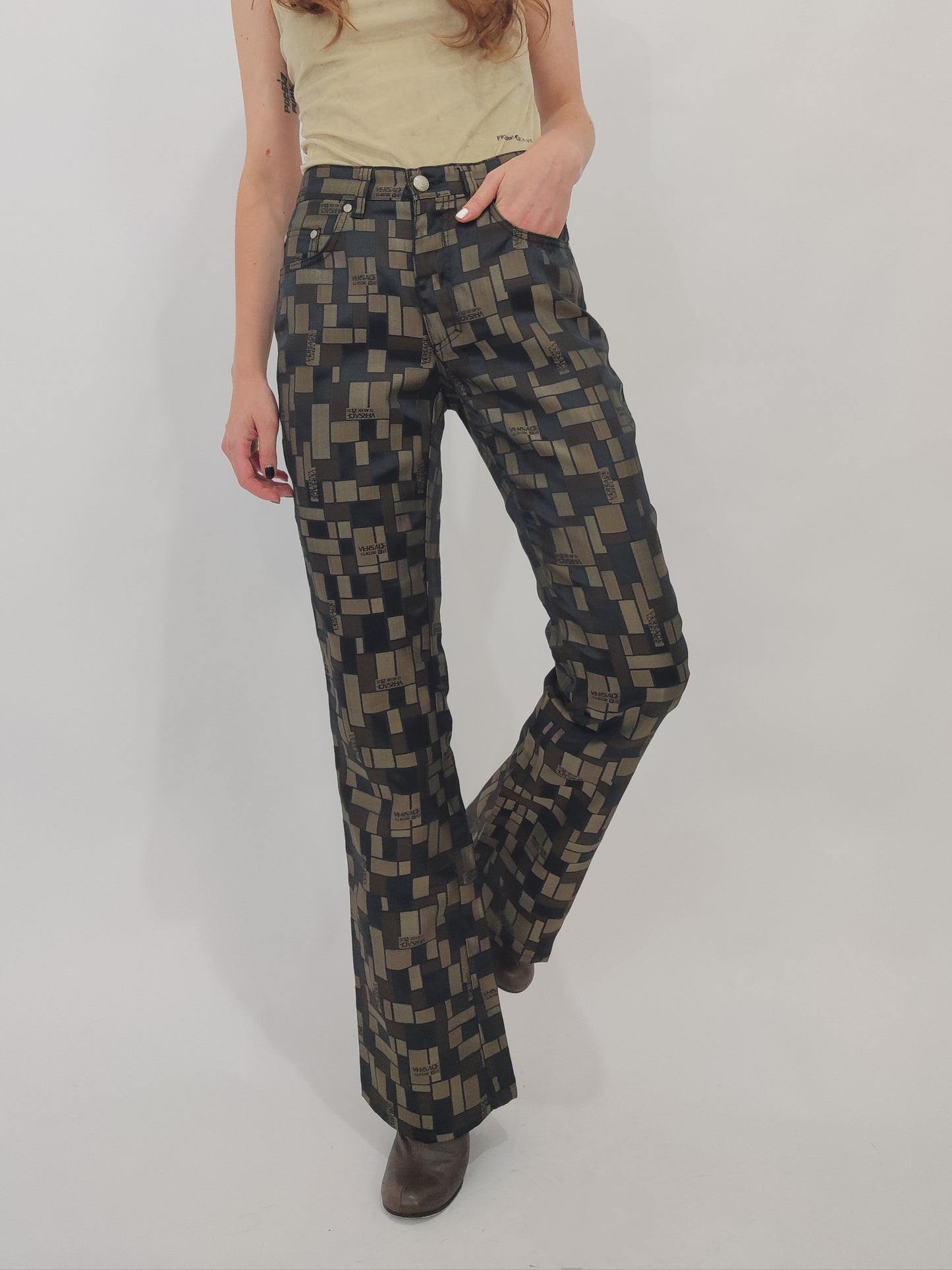 Gianni Versace V2 Vintage Nylon Trousers - Brown