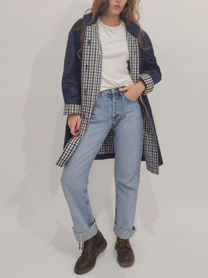 Vintage Navy Matelassé Trench