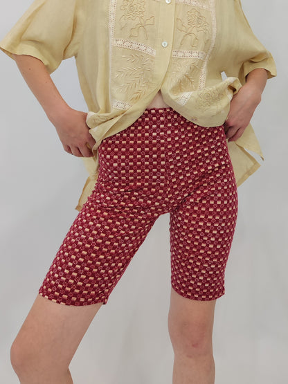 Vintage Biker Shorts - Burgundy Cream