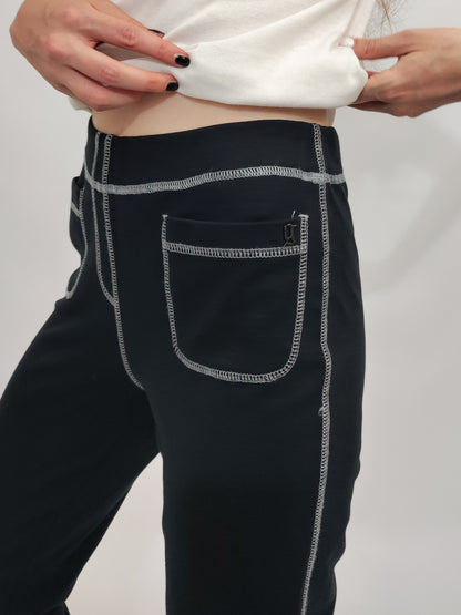 John Galliano Contrast Stitching Black Pants