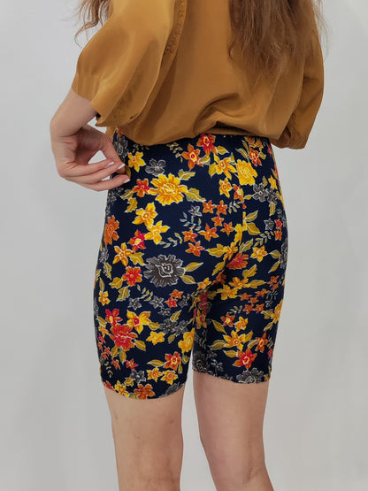 Vintage Biker Shorts - Floral Navy