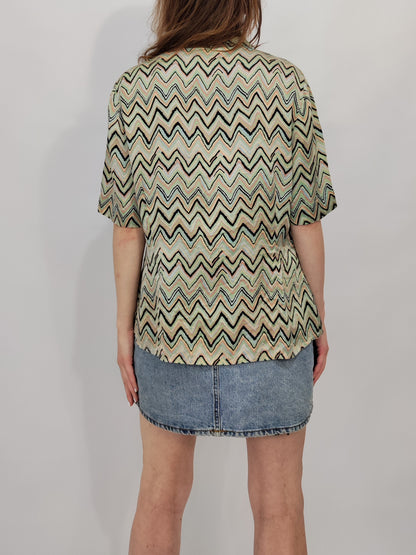 100% Pure Silk Vintage Shirt - Pastel Tones