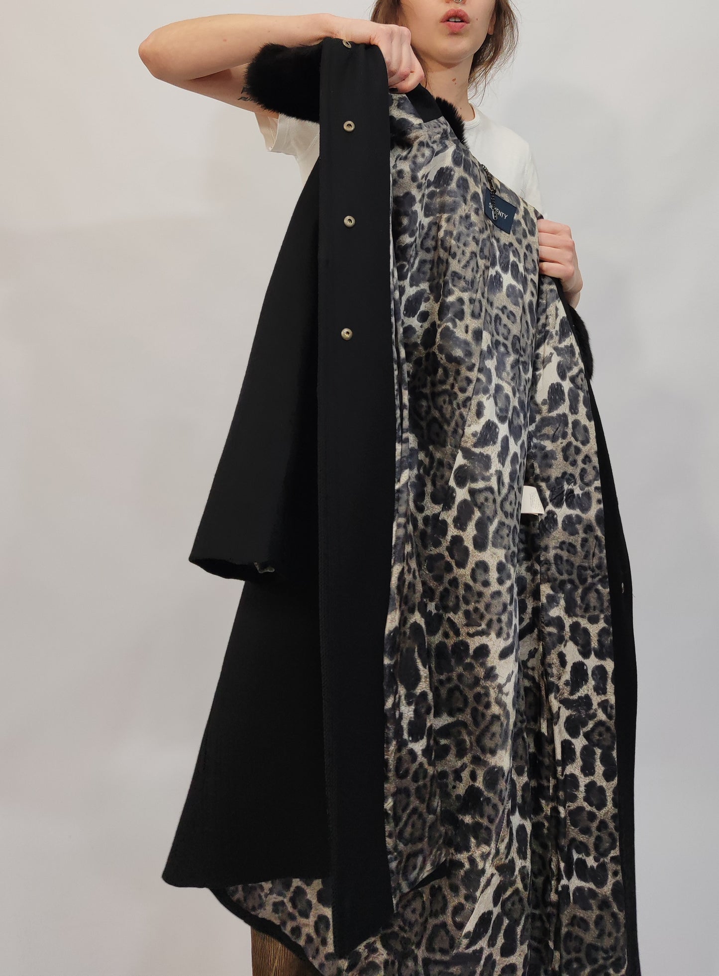 100% Wool Hooked Coat, Fur Collar