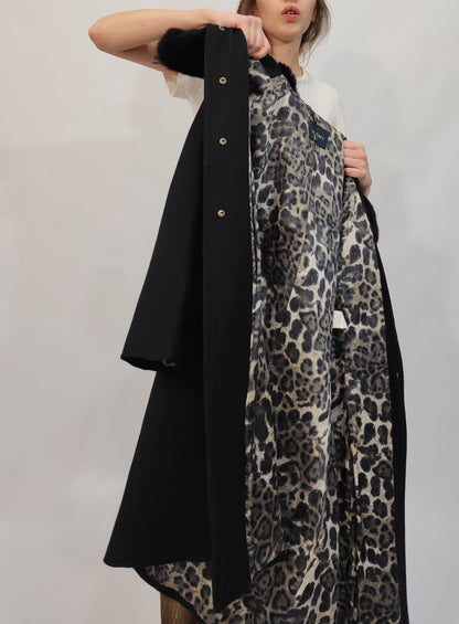 100% Wool Hooked Coat, Fur Collar